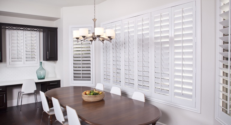 white shutters in Denver dining room